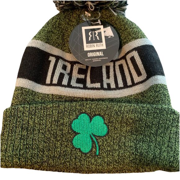 Ireland Pom Pom Beanie Lucky Green Heathered Clover Shamrock Hat Robin Ruth New - Picture 5 of 13